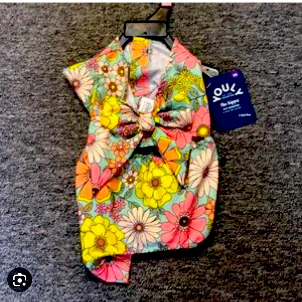 XS spring dog romper with keyhole